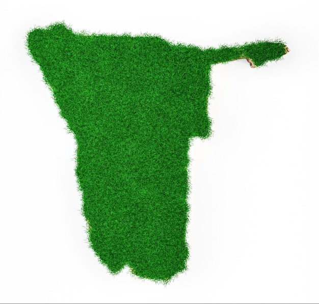 Seção transversal da geologia da terra do mapa da Namíbia com grama verde e ilustração 3d da textura do solo da rocha