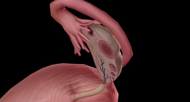 Foto seção transversal do ovário detalhada