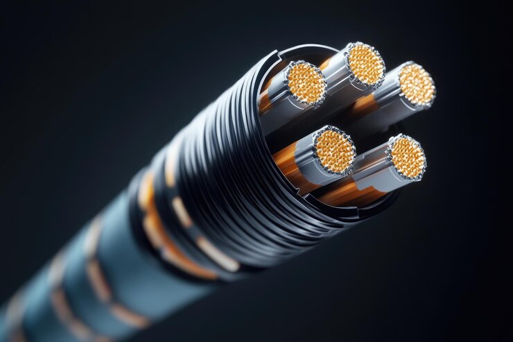 Sección transversal de un cable de energía eléctrica