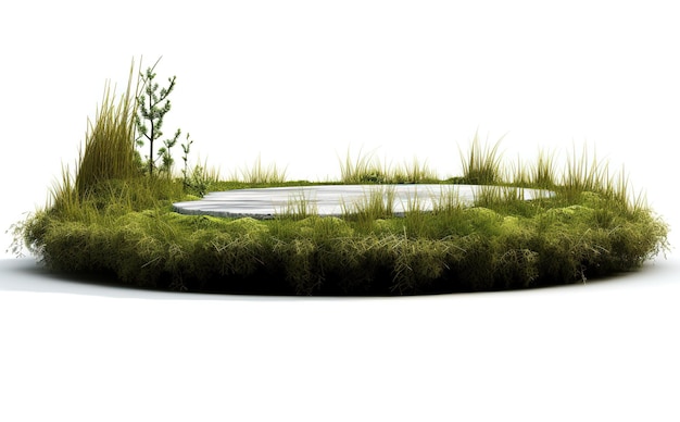 Sección transversal de césped redondo con terreno de tierra y césped verde Terreno recortado circular realista