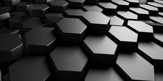 Sechseckiger Würfel, schwarzer digitaler Hintergrund, generative KI