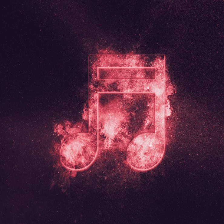 Foto sechzehntes gestrahltes musiknotensymbol. abstrakter hintergrund des nächtlichen himmels