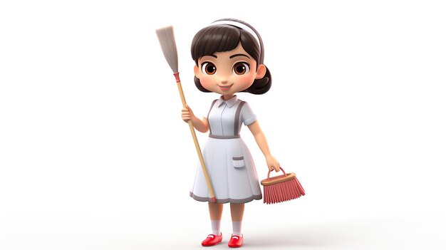 Foto secretária de casa personagem de desenho animado bonito isolado fundo branco ai gerado