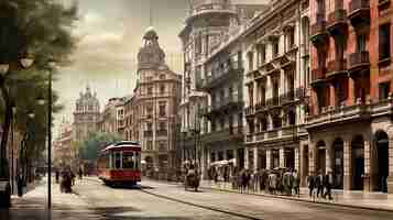 Foto século xx na espanha: uma imagem instantânea da cidade