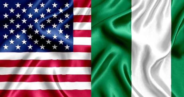 Seda de la bandera de Estados Unidos y Nigeria