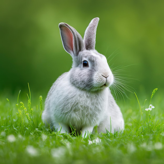 Sedar Pascua conejo Himalaya retrato cuerpo completo sentado en campo verde