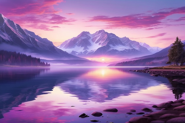 See maountain Sonnenaufgang friedliche Landschaften