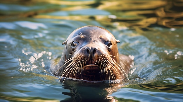 Seelöwe im Meer aus der Nähe