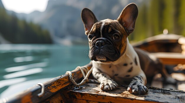 Seen und Pfoten Ein Urlaub mit französischem Bulldog Pet Best Friend Generative KI