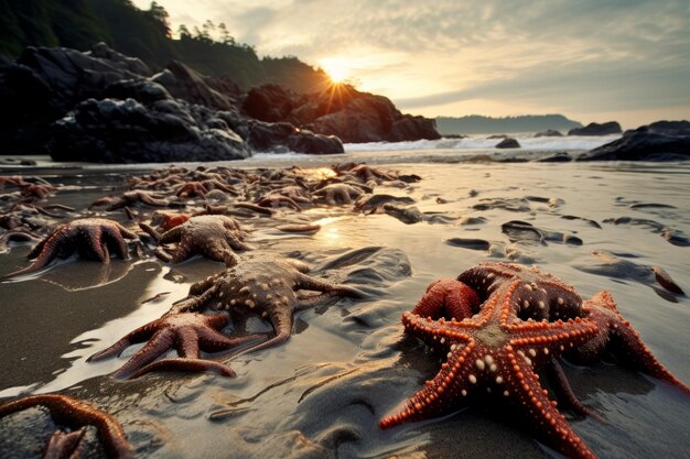 Seestern-Symphonie im Sand Meerestierfoto