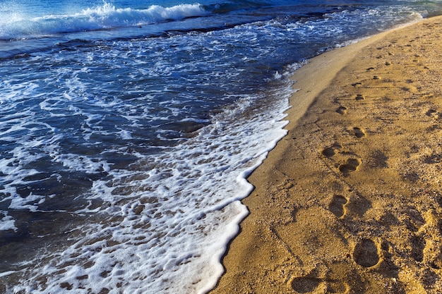 Seewelle auf sandigem Strand