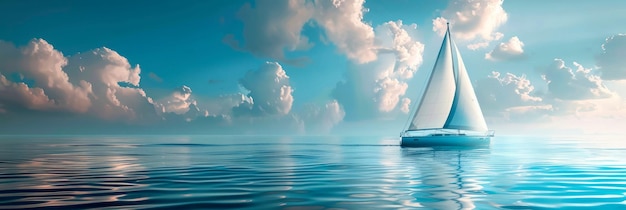 Segelboot auf einem ruhigen Meer weiße Segel Sommer Abenteuer nautischer Lebensstil endlose Horizonte