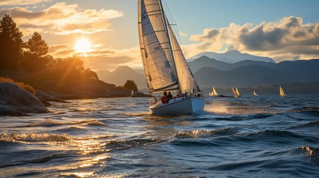 Segelboot bei Sonnenuntergang