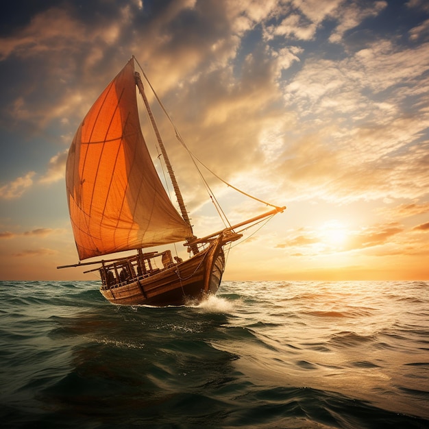 Segelboot Boot Holzboot segeln auf dem Wasser auf dem Ozean