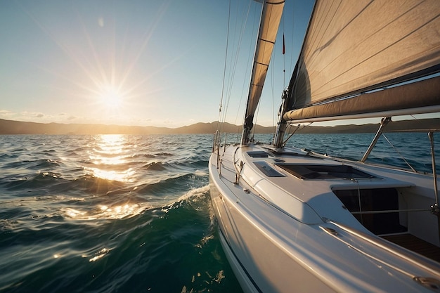 Segelboot gleitet unter strahlender Sonne