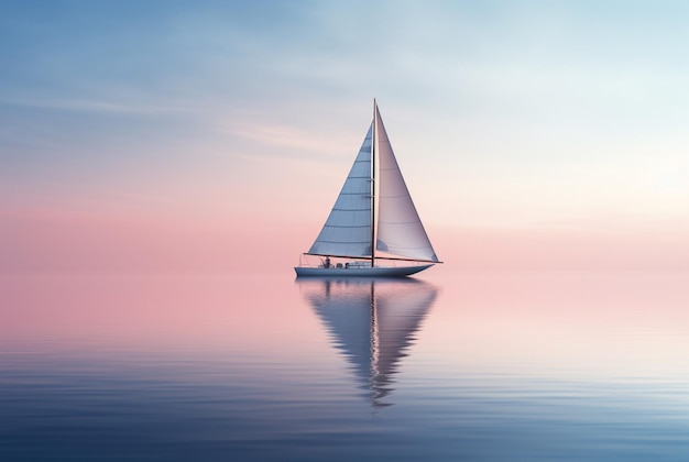 Segelboot schwimmt an einem schönen Tag auf dem Wasser