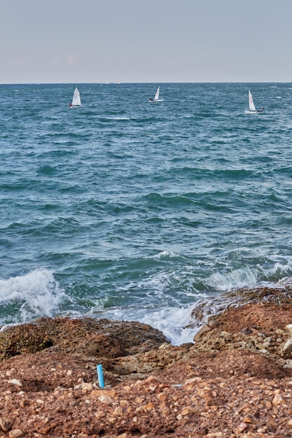 Segelboote auf dem Wasser in der Ferne