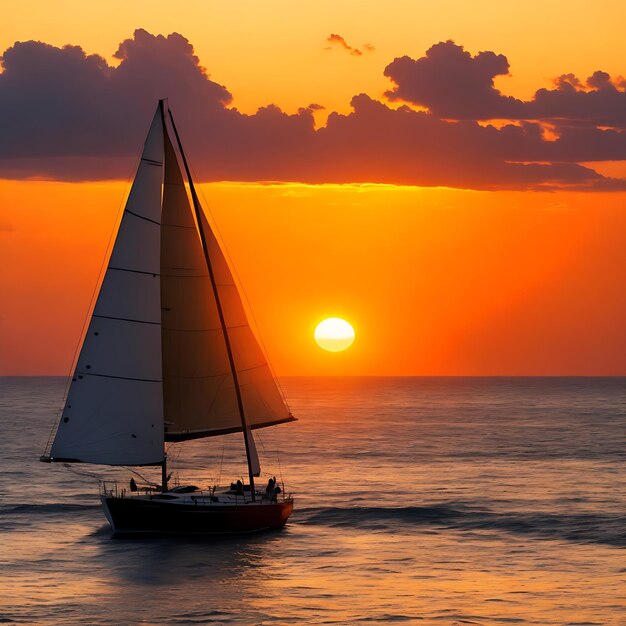 Segeln und Sonnenuntergang-Naturbild