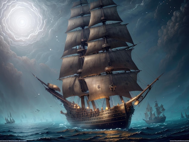 Segelschiff im Ozean Illustration