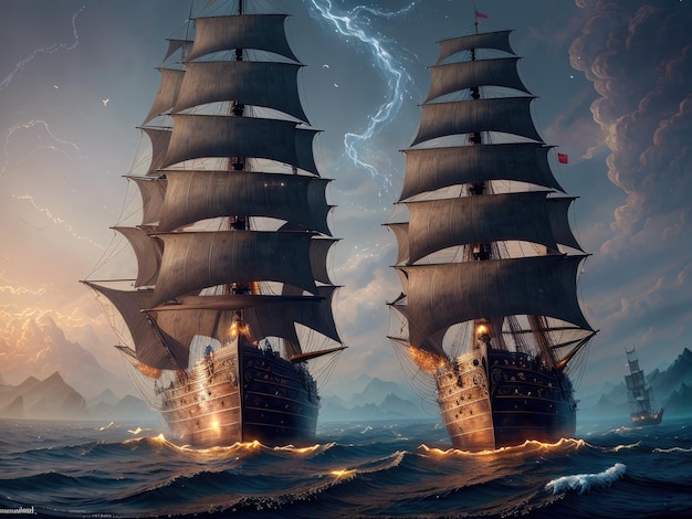 Segelschiff im Ozean Illustration