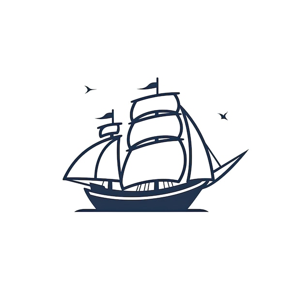 Segelschiff mit Segeln Vektorillustration auf weißem Hintergrund