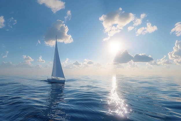 Segelyacht gleitet auf ruhigen, sonnigen Gewässern Oktan