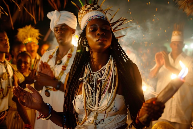 Seguidores da Santeria Participando em Ritos Religiosos