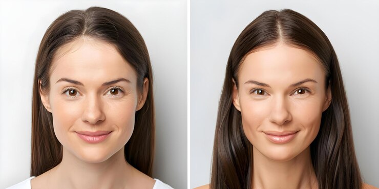 Foto seguimento do progresso antes e depois do regrowth de cabelo no couro cabeludo alopecia conceito de tratamento regrowth de pelo no couro cabeçalho alopecia do tratamento do progresso antes e depois do seguimento do progresso