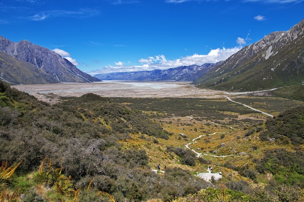 Seguimiento en el glaciar Tasman, Nueva Zelanda,