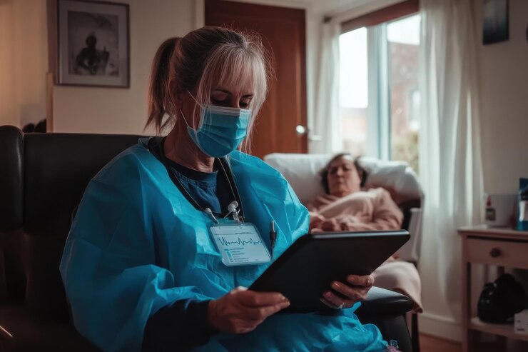 Seguimiento de los signos vitales de pacientes de edad avanzada mediante tableta digital y tecnología de telemedicina en la sala de estar