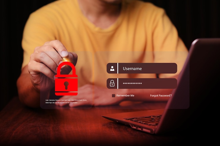 Foto segurança cibernética e conceito on-line de login de senha de segurança mãos digitando e inserindo nome de usuário e senha de mídia social, faça login com smartphone para um hacker de proteção de dados de conta bancária on-line