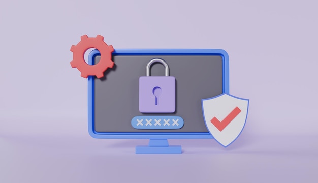 Segurança com ícone de monitor e cadeado segurança da privacidade pessoal conceito de segurança de dados
