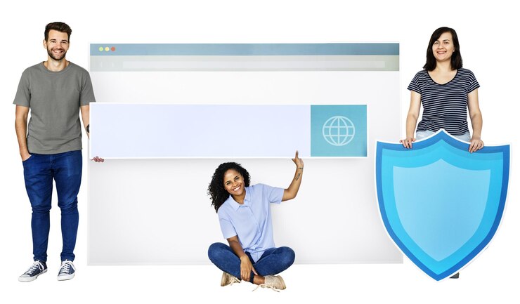 Foto segurança da internet png com pessoas fundo transparente