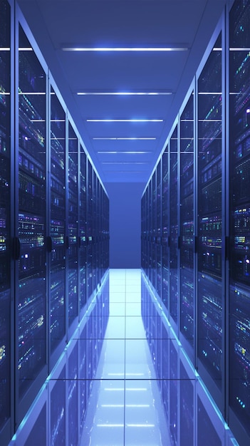 Foto segurança de rede racks de computadores em um centro de dados de alta tecnologia vertical mobile wallpaper