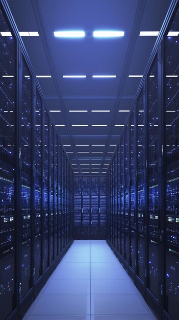 Foto segurança de rede racks de computadores em um centro de dados de alta tecnologia vertical mobile wallpaper