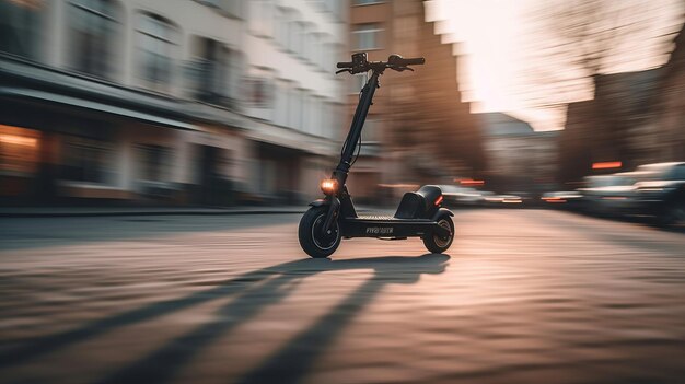 Segurança de scooters Ebikes Andando de escooter em ambiente urbano próximo gerado por IA
