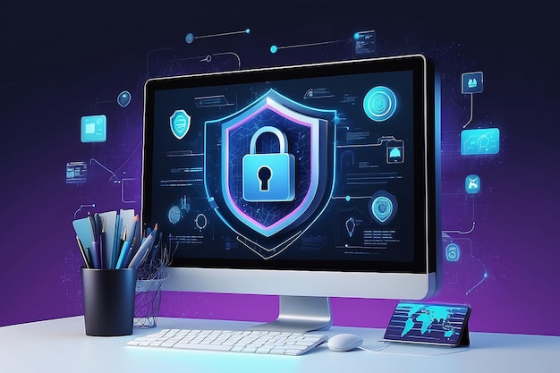 Segurança global de dados segurança de dados pessoais segurança de dados cibernéticos segurança de dados on-line ilustração do conceito segurança da internet ou proteção da privacidade da informação