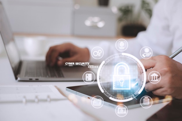 Foto seguridad cibernética concepto de internet y redes seguridad de la información y encriptación acceso seguro a la información personal del usuario acceso seguro a internet seguridad cibernética