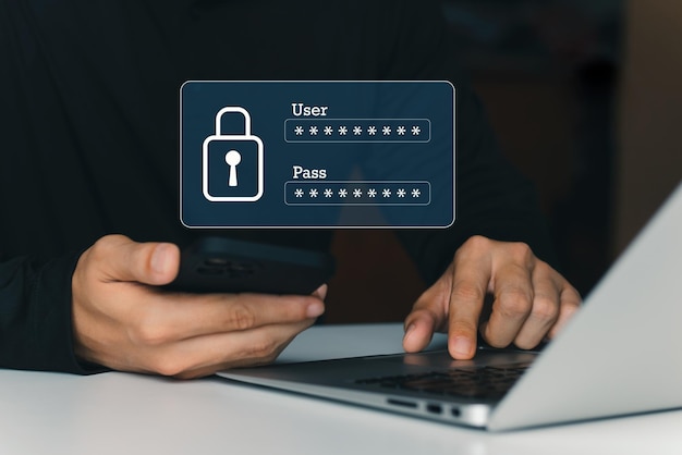 Seguridad cibernética Internet y concepto de redes seguridad de la información y cifrado acceso seguro a la información personal de los usuarios acceso seguro a Internet ciberseguridad