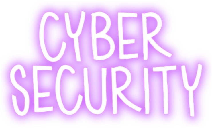 Foto seguridad cibernética pegatina de palabras png tipografía de neón fondo transparente