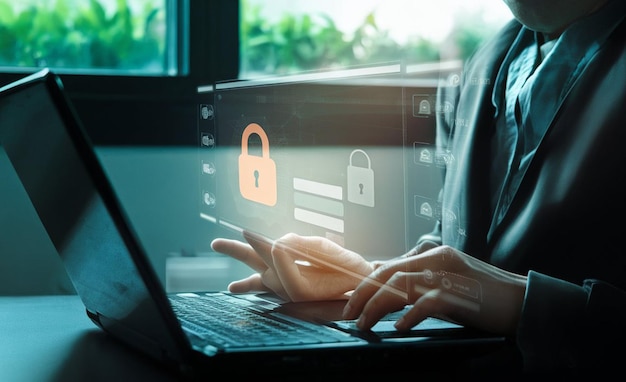 Seguridad cibernética Protección de datos Información privacidad Concepto de tecnología de Internet