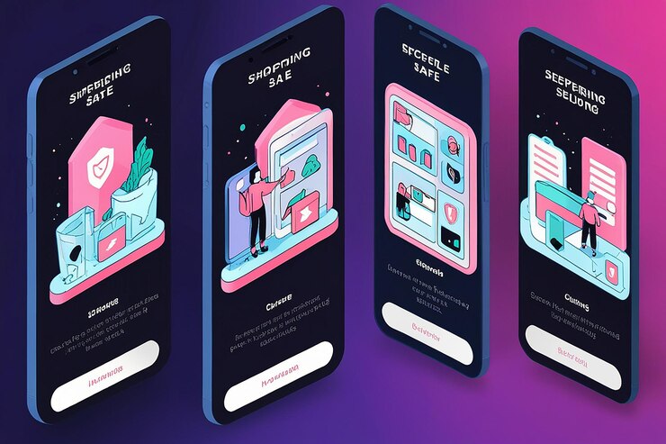 Foto seguridad de las compras en línea de isometric safe