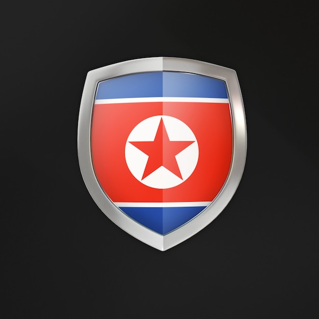 Seguridad en una elegante ilustración. Escudo 3D con la bandera de Corea.