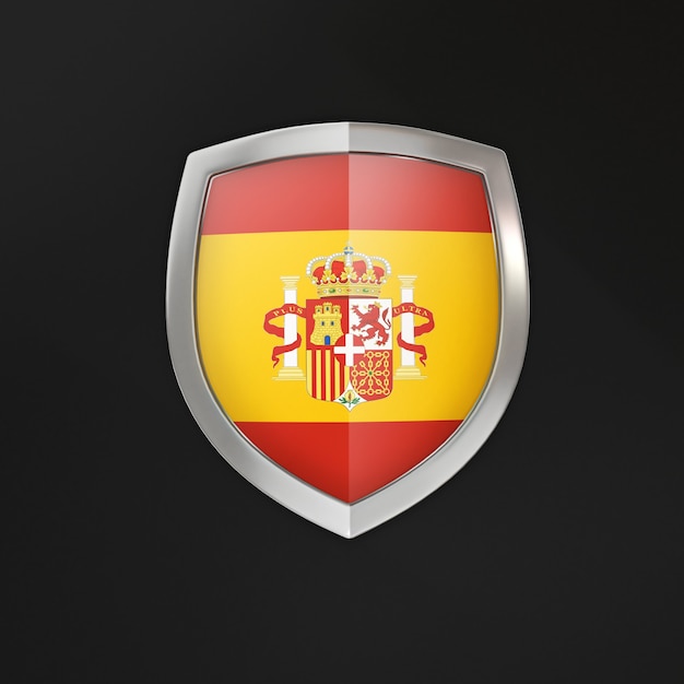 Seguridad en una elegante ilustración. Escudo 3D con la bandera de España.