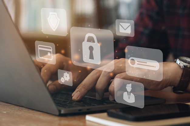 Foto seguridad de la información y encriptación acceso seguro a la información personal de los usuarios acceso seguro a internet ciberseguridad concepto de ciberseguridadxa