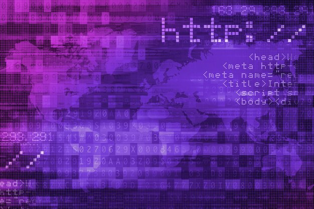 Seguridad en Internet Concepto de fondo digital púrpura