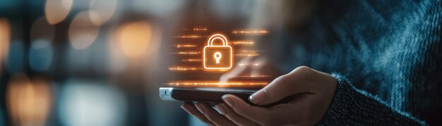 Seguridad mejorada de la plataforma Tocando con el dedo el icono para la configuración de seguridad de comercio electrónico con espacio de copia