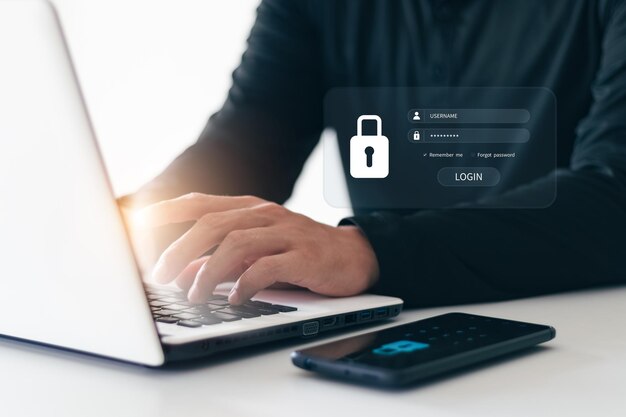 Seguridad de la red de Internet concepto de protección de la privacidad seguridad de la información y cifrado acceso seguro a la información personal de los usuarios acceso seguro a Internet ciberseguridad