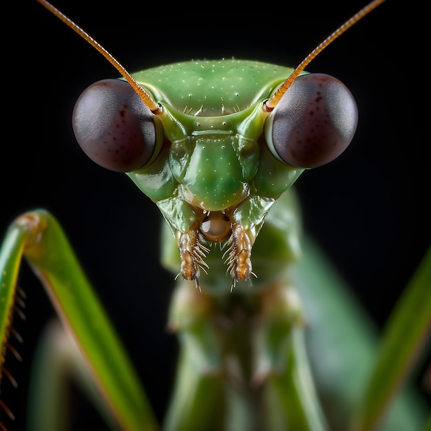 Sehr detaillierte Makrofotografie der Gottesanbeterin