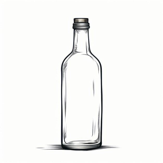 Sehr detaillierte Vektorillustration einer Glasflasche auf weißem Hintergrund